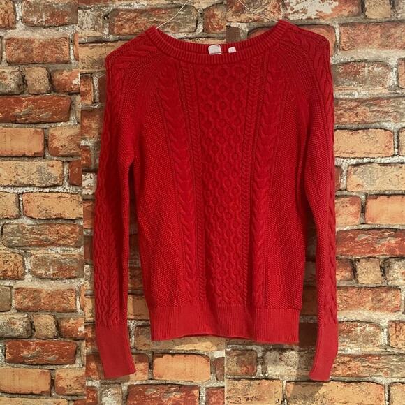 GAP Vibrant Red Cable Knit Sweater Small - Picture 1 of 3